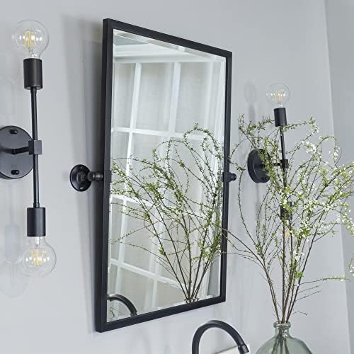 TEHOME 20x30 Pivot Tilting Wall Mirror Black Metal Frame