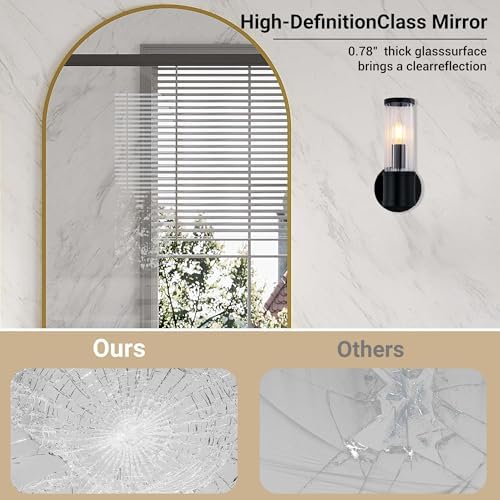 GAOMON 20x30 Arched Bathroom Mirror with Gold Frame 1