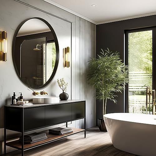 Easly 32 Inch Round Black Bathroom Mirror