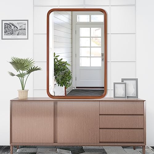 WallBeyond 24x36 Wood Mirror with Walnut Frame