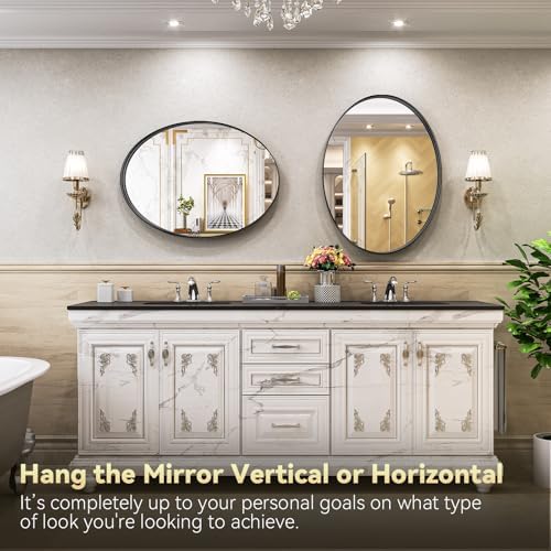 Brightify Black Oval Wall Mirror 22x30 Inch