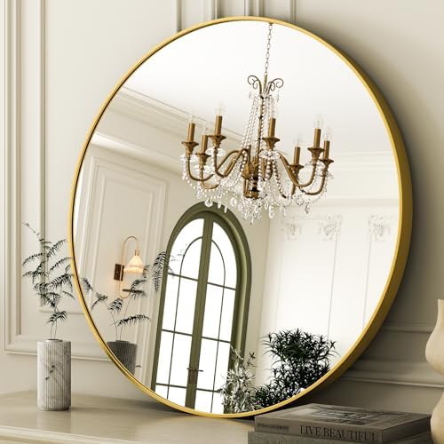 Easly 36 Inch Round Black Mirror with Metal Frame 1