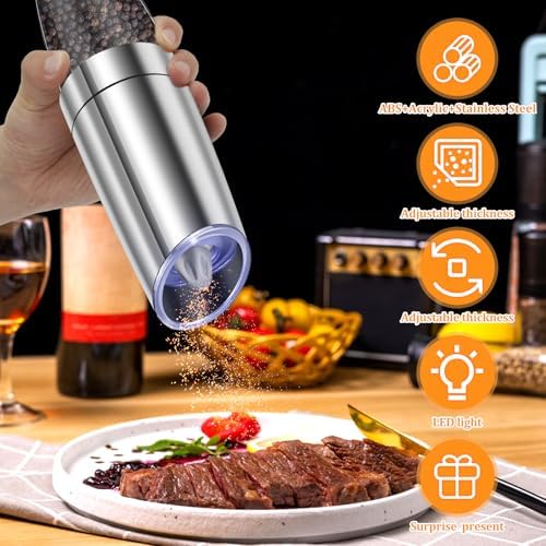Electric Salt Pepper Grinder Set with LED Light