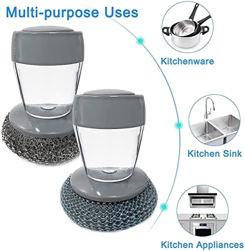 Cleaning Brush Scrubber with Push Button Liquid Soap Dispenser
