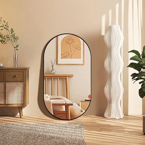20 x 28 Inch Oval Wall Mirror with Black Frame