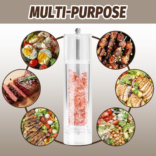 SHIKORI Acrylic Salt Pepper Grinder Set with Adjustable Coarseness