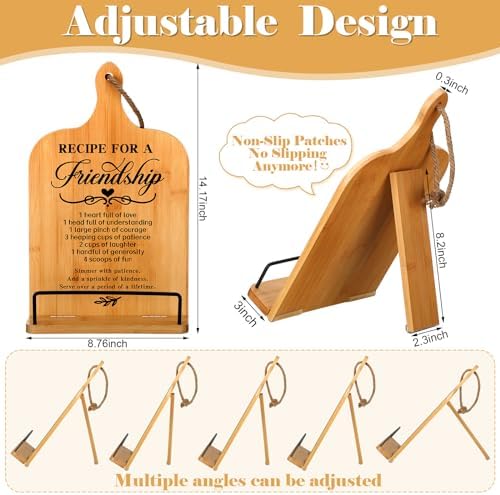 Friendship Bamboo Cookbook Stand for BFF Gifts
