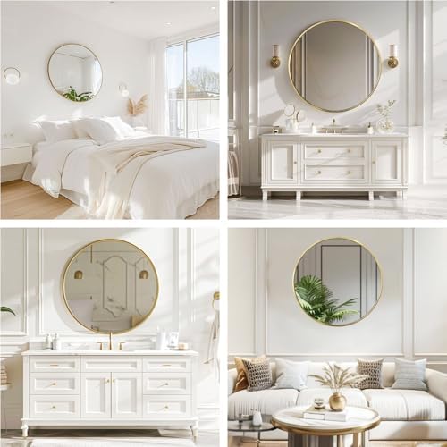 24 Inch Gold Round Mirror for Bathroom and Living Room