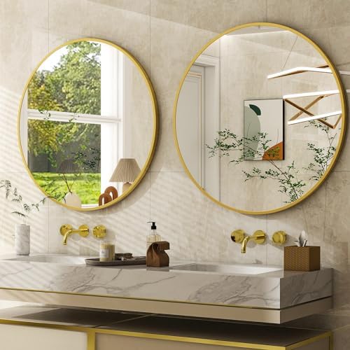 Easly 36 Inch Round Black Mirror with Metal Frame 1