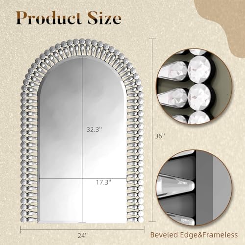 QDSSDECO 24x36 Diamond Mirror Wall Decor