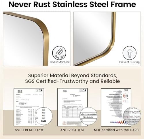 MOON MIRROR Gold Pivot Wall Mirror 24x36