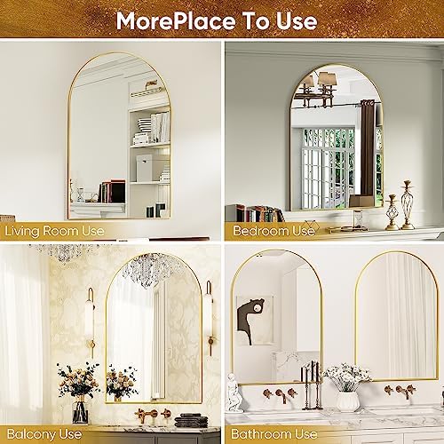 Antok 20x30 Wall Mounted Black Mirror with Gold Frame
