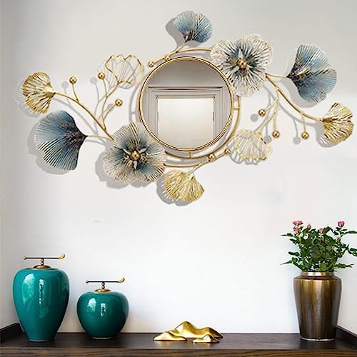 Ginkgo Leaf Metal Wall Mirror 32x19 1