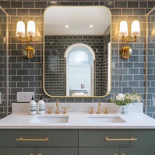 MZON 20x30 Inch Brushed Gold Vanity Mirror