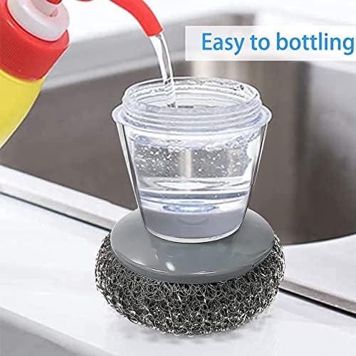 Cleaning Brush Scrubber with Push Button Liquid Soap Dispenser