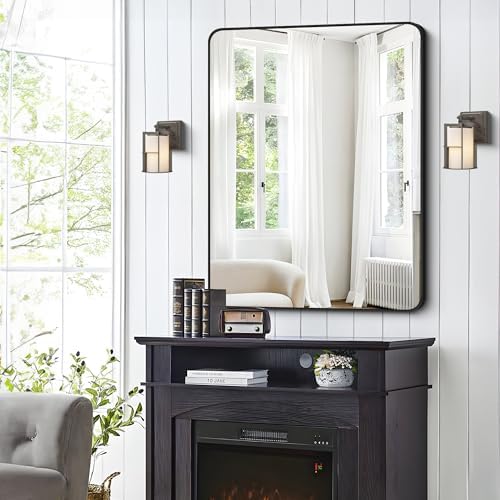 FORBATH 30x40 inch Bathroom Mirror with Black Metal Frame