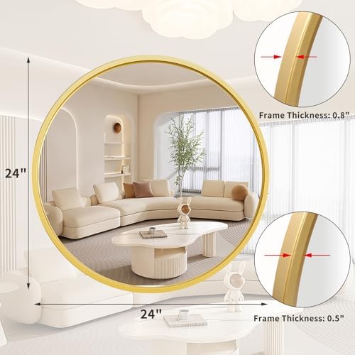 Black 20 Inch Round Wall Mirror with Metal Frame