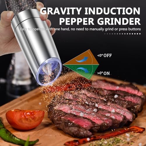 Electric Salt Pepper Grinder Set with LED Light