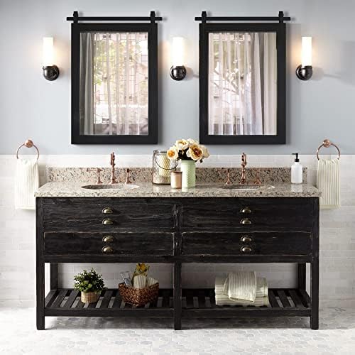 PAIHOME Black Farmhouse Mirror Wall Mount