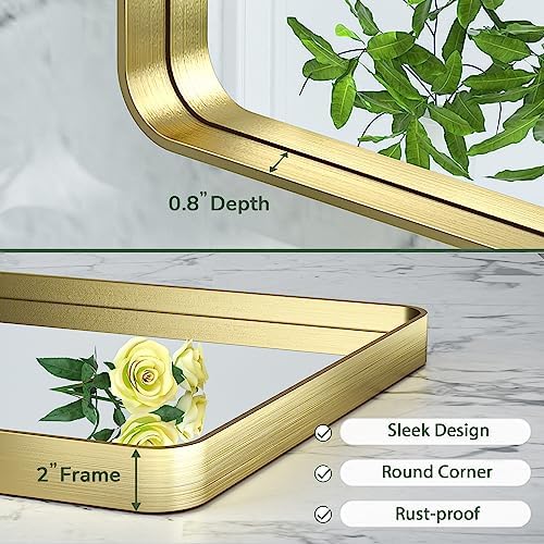 TokeShimi 24x30 Inch Gold Brushed Wall Mirror