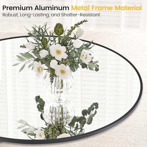 GAOMON 32 Inch Round Black Wall Mirror
