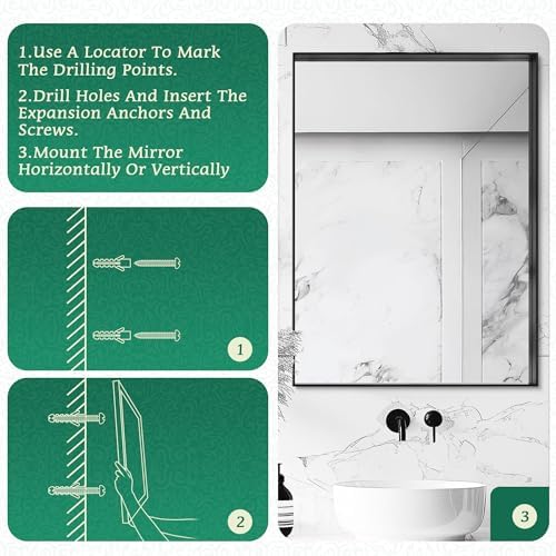 Furnbar Black Rectangle Mirror 22x30 Inch