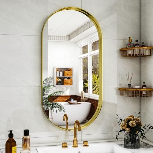 WISSMIELS 22x38 Inch Oval Wall Mirror with Aluminum Frame