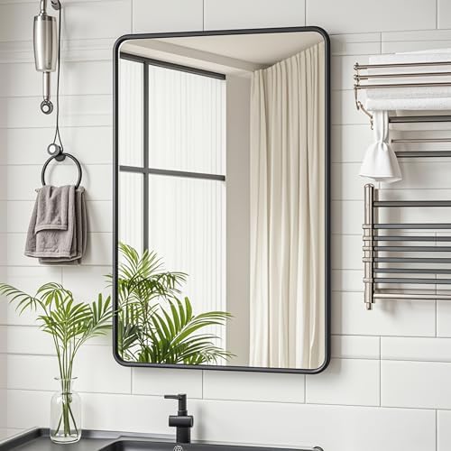 Modern 20x30 Black Rectangle Vanity Mirror