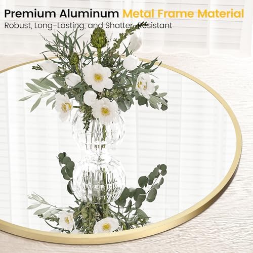 20 Inch Round Mirror with Gold Frame