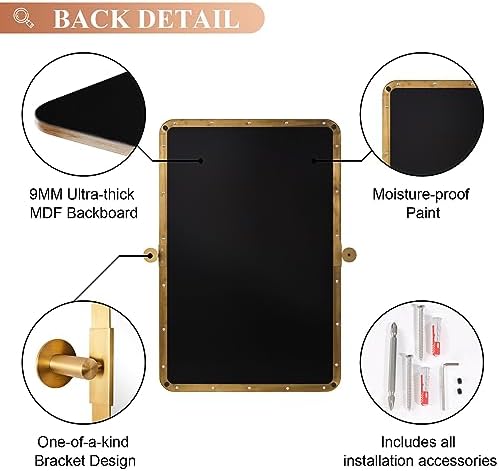 MOON MIRROR Gold Pivot Wall Mirror 24x36