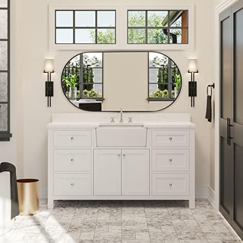 TEHOME Brushed Gold Oval Bathroom Mirror 20x40