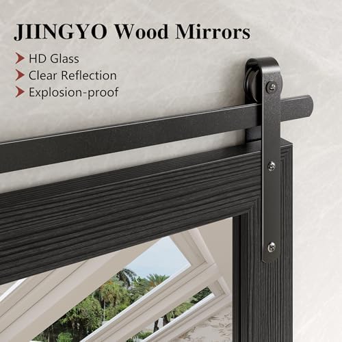 Farmhouse Bathroom Mirror 24x36 Inch Wood Framed Black