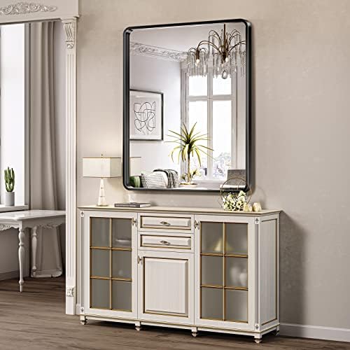 Brightify 30x36 Inch Black Wall Mirror with Metal Frame