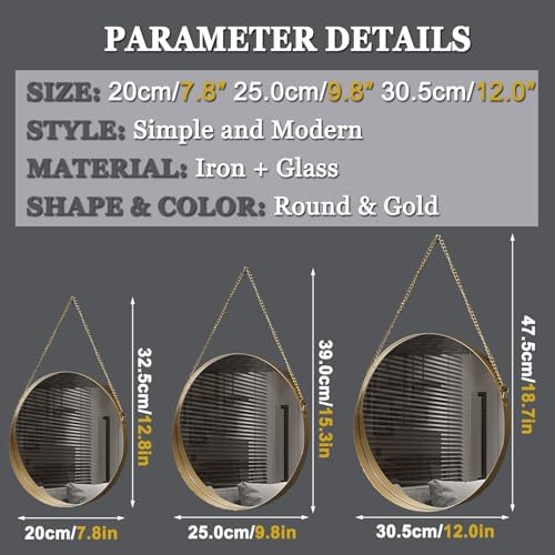 Hanging Vanity Mirror with Storage 305cm HD Metal Frame