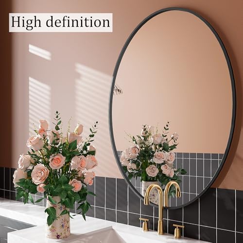 Black Oval Bathroom Mirror 24x32 Wall-Mounted 1