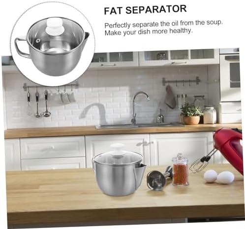 Alipis 304 Stainless Steel Oil Separator Pot with Glass Lid