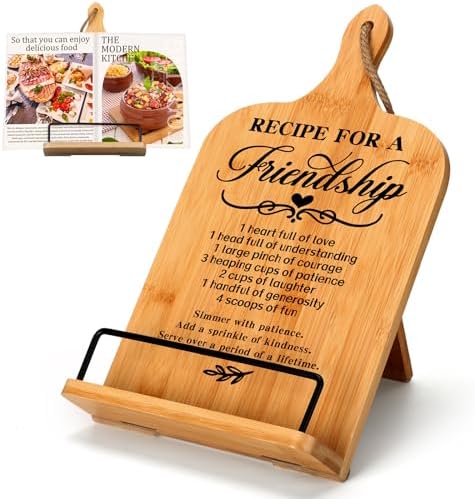 Friendship Bamboo Cookbook Stand for BFF Gifts