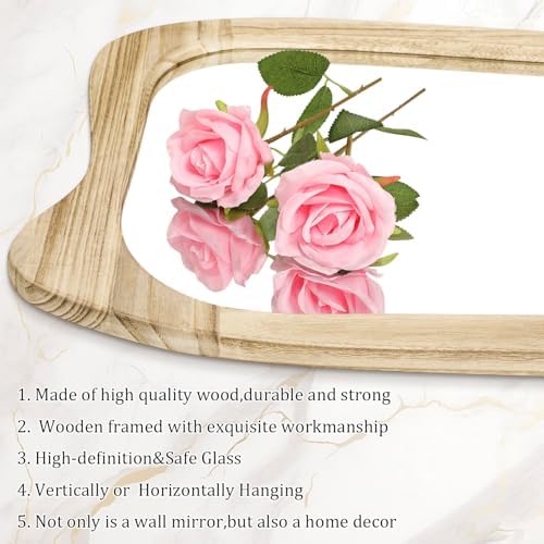 AAZZKANG Asymmetrical Wooden Wall Mirror 32x20