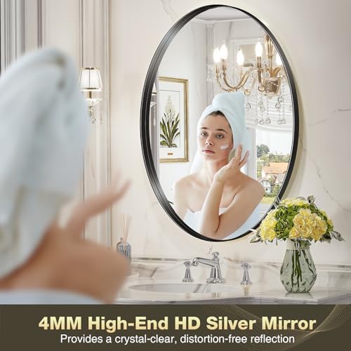 Brightify Black Oval Wall Mirror 22x30 Inch