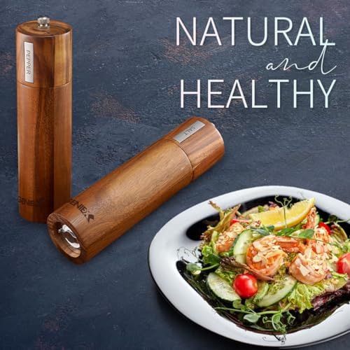GENIEX Acacia Wood Salt Pepper Grinders Set 2pcs