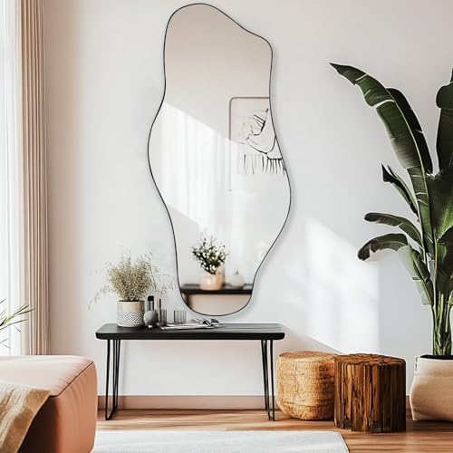 Gluck Irregular Wall Mirror 21x472 Black Modern Design