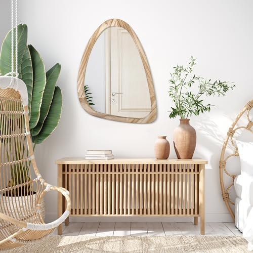 Asymmetrical Wavy Wall Mirror 20x16 Modern Oval Wooden Frame 1