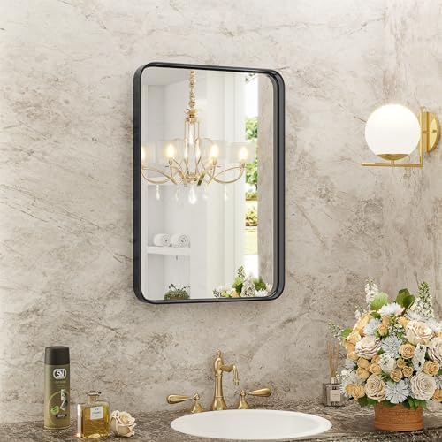 GlasFlength 30x22 Inch Black Farmhouse Wall Mirror