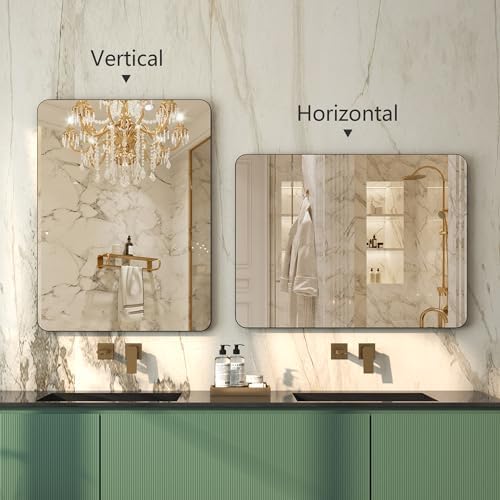 Black Metal Framed Bathroom Mirror 24x32 Inch Matte Black