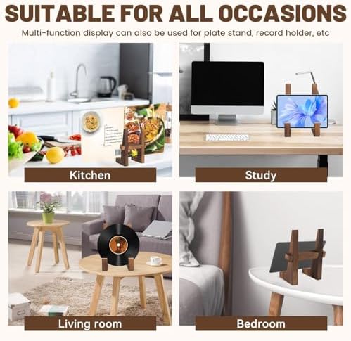 Multifunctional Rustic Brown Cookbook Stand for Kitchen