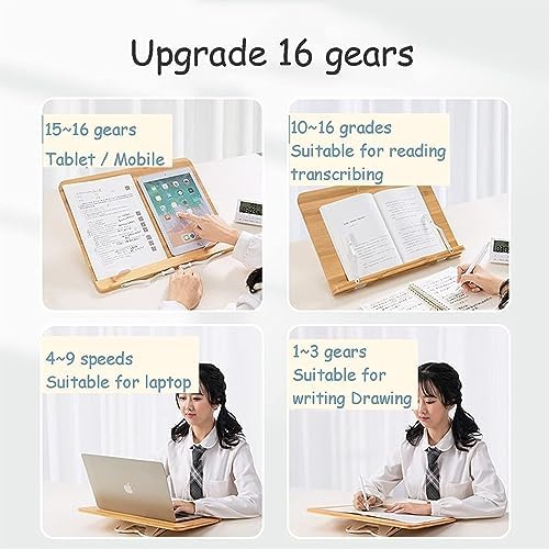 Bamboo Book Stand Adjustable Portable and Sturdy