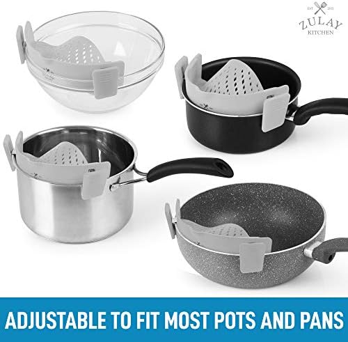 Zulay Adjustable Silicone Strainer - Food Grade Heat Resistant for Pots Pans