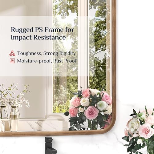 Fun Memories 28x36 Inch Wood Grain Bathroom Vanity Mirror