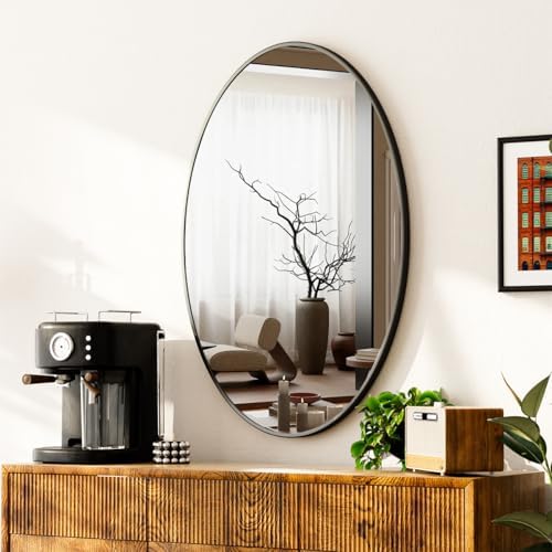 VooBang Black Oval Wall Mirror 24x32 Inch