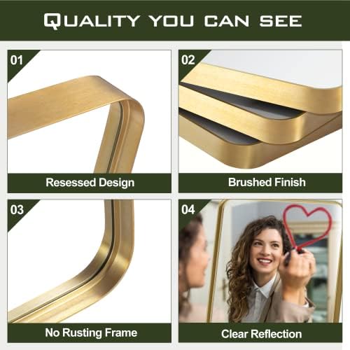 NicBex 28x24 Inch Gold Bathroom Vanity Mirror